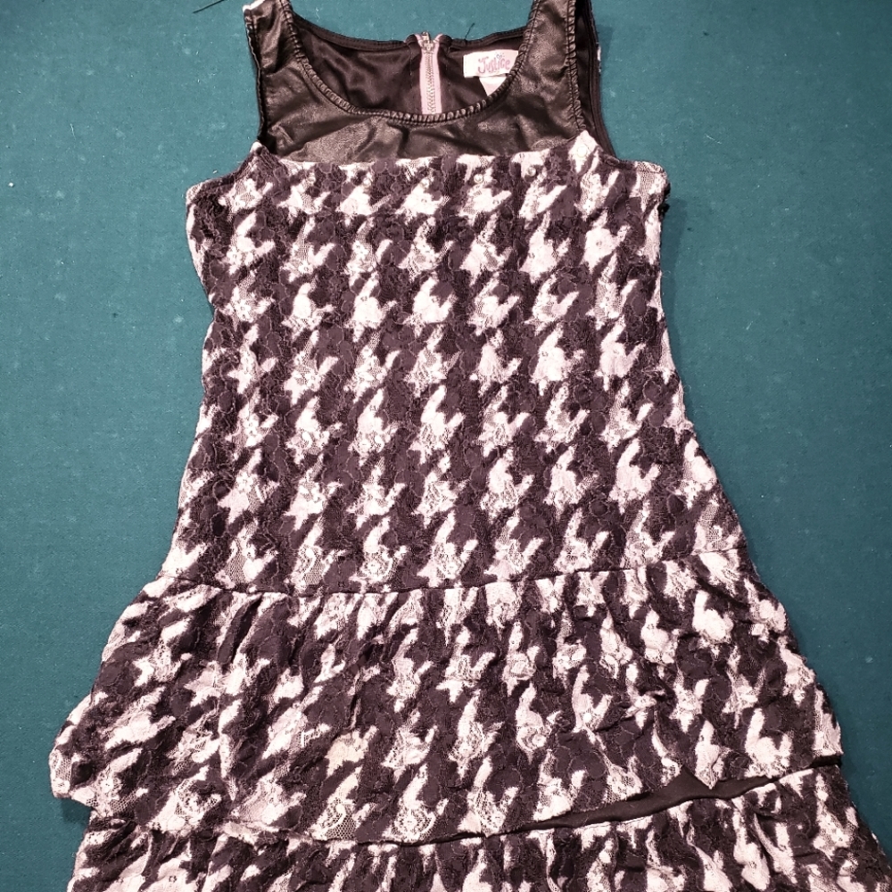 Justice houndstooth lace ruffled dress